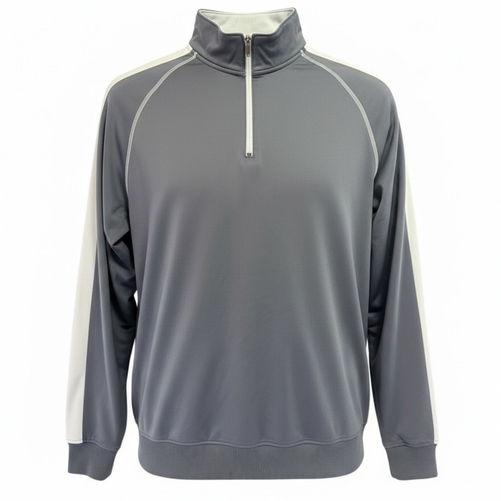 FJ FootJoy Mens Golf Pullover 1/4 Zip Gray White Sz XL (H24)